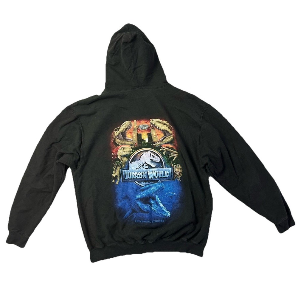 Jurassic World Pullover Sweatshirt Hoodie Mens L Black Universal Studios Park FL